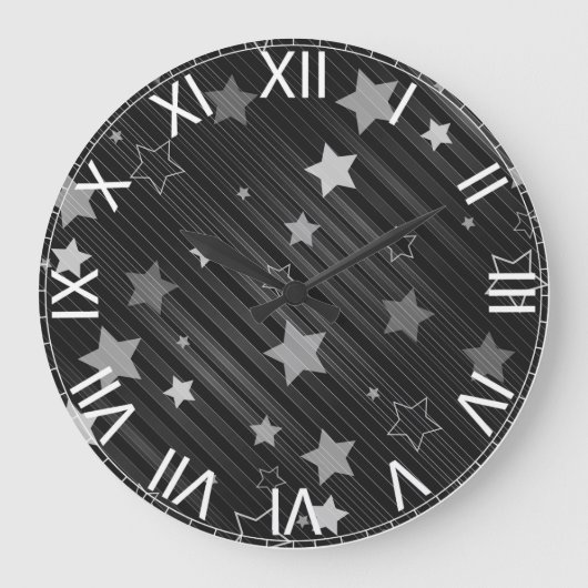 Muster der schwarzen Sterne Große Wanduhr (Vorderseite)