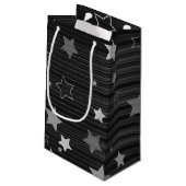 Muster der schwarzen Sterne Kleine Geschenktüte (Rückseite Schrägansicht)