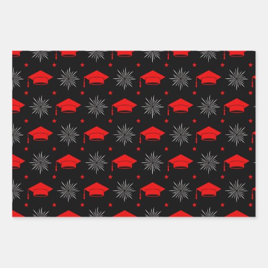 Muster der schwarzen und roten Graduierung Geschenkpapier Set (Vorderseite)