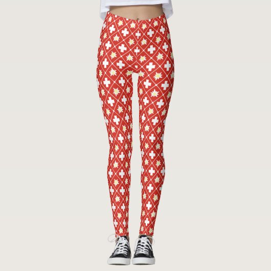 Muster der Schweiz Edelweiss Leggings (Vorderseite)