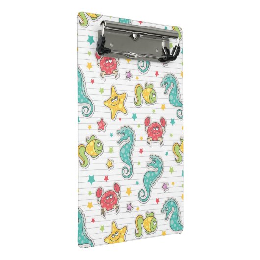 Muster der Seegeschöpfe Mini Klemmbrett (Schrägansicht)