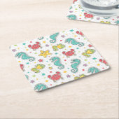 Muster der Seegeschöpfe Rechteckiger Pappuntersetzer (angewinkelt)