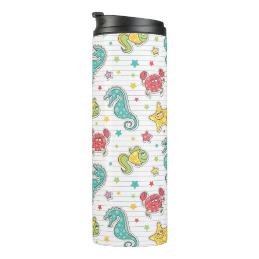 Muster der Seegeschöpfe Thermosbecher (Nach rechts gedreht)