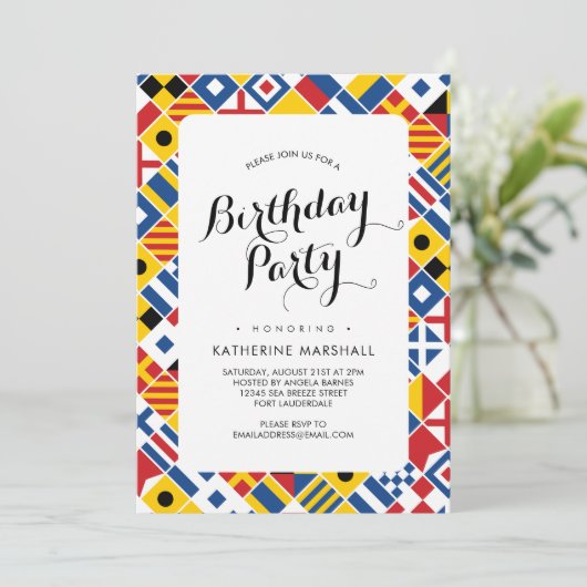 Muster der Signalflagge am Geburtstag Einladung (Stehend Vorderseite)