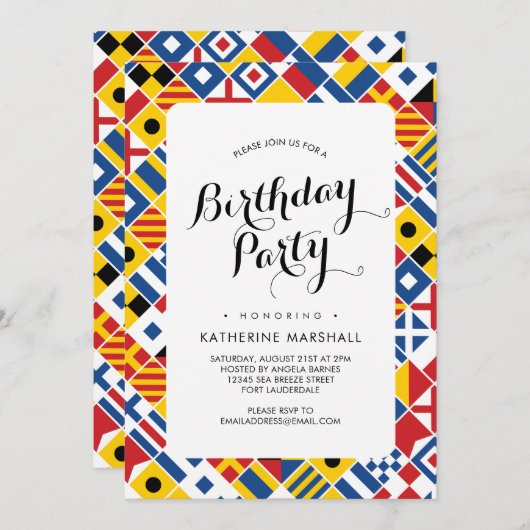 Muster der Signalflagge am Geburtstag Einladung (Vorne/Hinten)
