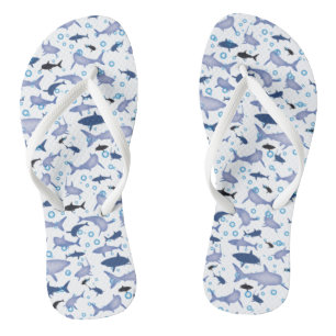 Muster der Silhouette Weiß und Blauer Hai Badesandalen