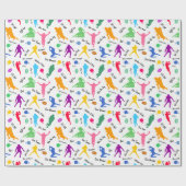 Muster der Silhouetten des Fußballspielers in Weiß Geschenkpapier (Flach)