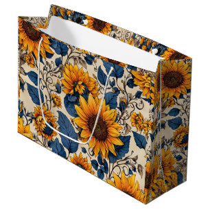 Muster der strahlenden Sonnenblume Große Geschenktüte