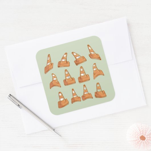 Muster der Straßenkegel Quadratischer Aufkleber (Umschlag)