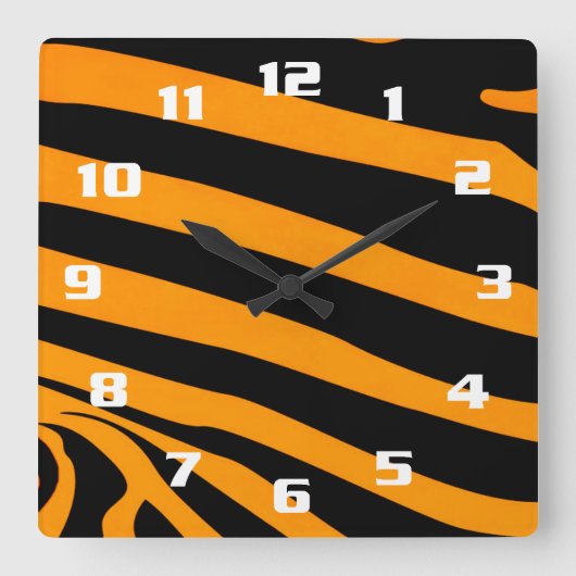 Muster der Tigerhaut Quadratische Wanduhr (Vorderseite)