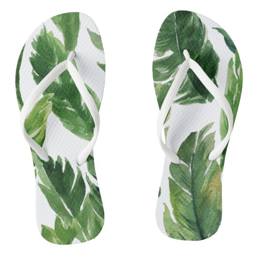 Muster der tropischen Bananen-Blätter Badesandalen (Fußbett)