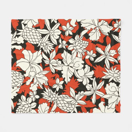Muster der tropischen Blume Fleecedecke (Vorderseite (Horizontal))