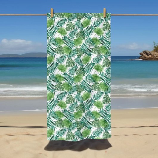 Muster der tropischen exotischen Palmen-Blätter Strandtuch