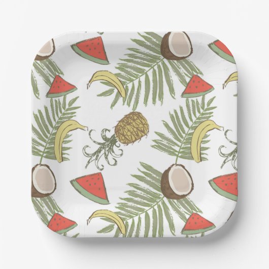 Muster der tropischen Früchte Pappteller (Vorderseite)