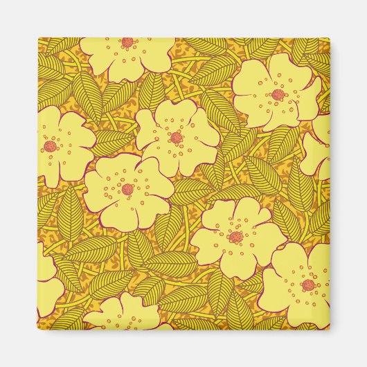 Muster der tropischen gelben Blumen Magnet (Vorne)