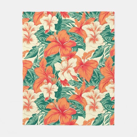 Muster der tropischen hawaiianischen Blume Fleecedecke (Vorderseite)