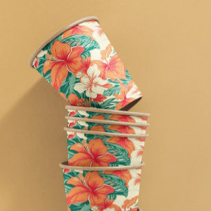 Muster der tropischen hawaiianischen Blume Pappbecher