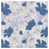 Muster der tropischen Hibiskus-Blume in Blau und W Stoff (Nahaufnahme)