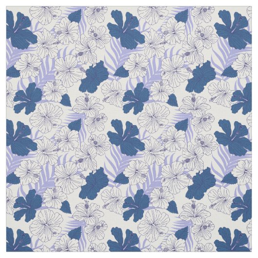 Muster der tropischen Hibiskus-Blume in Blau und W Stoff (Muster)
