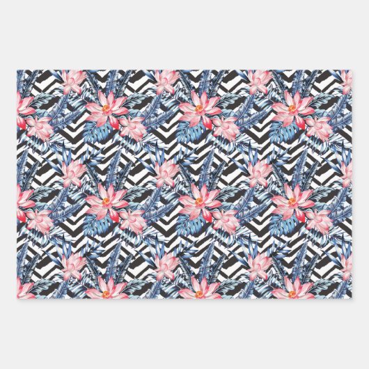 Muster der tropischen Lotus-Blume Geschenkpapier Set (Vorderseite)