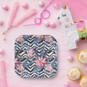 Muster der tropischen Lotus-Blume Pappteller (Party)