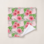 Muster der tropischen rosa Blume Badhandtuch Set (Waschlappen)