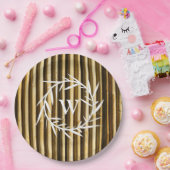 Muster der vertikalen Linien der Rustikalen Bambus Pappteller (Party)