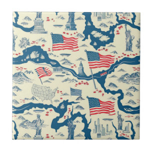 Muster der Vintagen amerikanischen Sehenswürdigkei Fliese
