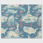 Muster der Vintagen amerikanischen Sehenswürdigkei Geschenkpapier (Flach)