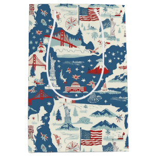 Muster der Vintagen amerikanischen Sehenswürdigkei Mittlere Geschenktüte