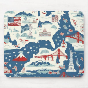 Muster der Vintagen amerikanischen Sehenswürdigkei Mousepad