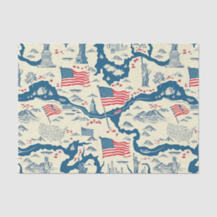 Muster der Vintagen amerikanischen Sehenswürdigkei Seidenpapier