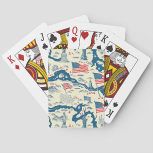 Muster der Vintagen amerikanischen Sehenswürdigkei Spielkarten