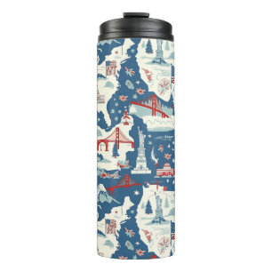 Muster der Vintagen amerikanischen Sehenswürdigkei Thermosbecher