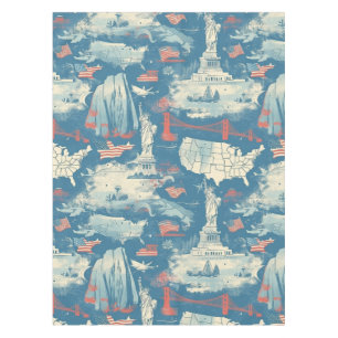Muster der Vintagen amerikanischen Sehenswürdigkei Tischdecke