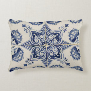Muster der Vintagen blauen geometrischen Blume Dekokissen