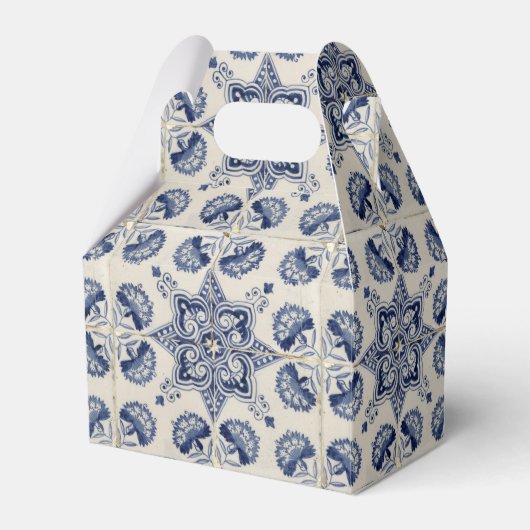 Muster der Vintagen blauen geometrischen Blume Geschenkschachtel (Vorderseite)