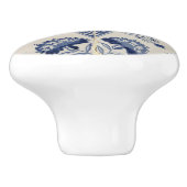 Muster der Vintagen blauen geometrischen Blume Keramikknauf (Seitenansicht)