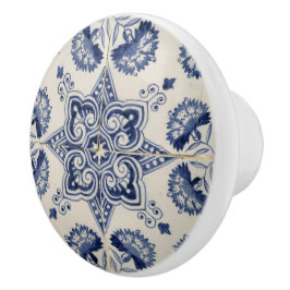 Muster der Vintagen blauen geometrischen Blume Keramikknauf