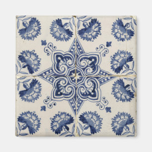 Muster der Vintagen blauen geometrischen Blume Magnet
