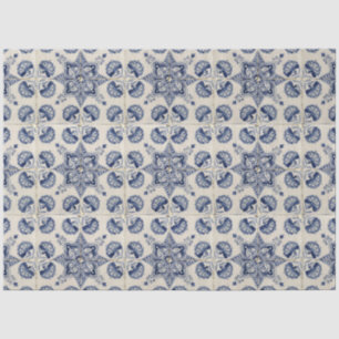 Muster der Vintagen blauen geometrischen Blume Seidenpapier