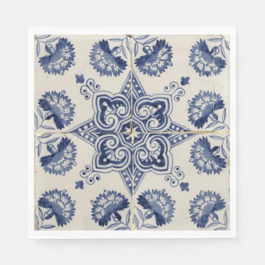 Muster der Vintagen blauen geometrischen Blume Serviette (Vorderseite)