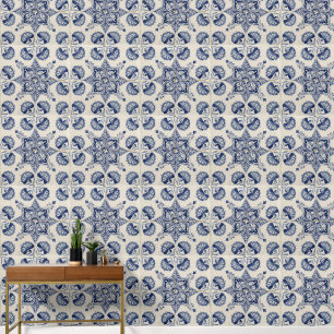 Muster der Vintagen blauen geometrischen Blume Tapete