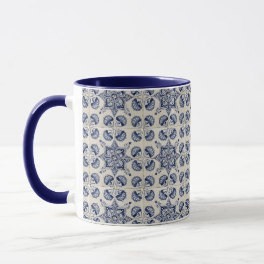 Muster der Vintagen blauen geometrischen Blume Tasse (Links)