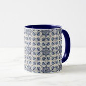 Muster der Vintagen blauen geometrischen Blume Tasse (VorderseiteRechts)