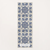Muster der Vintagen blauen geometrischen Blume Yogamatte (Vorderseite)