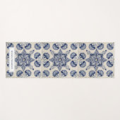 Muster der Vintagen blauen geometrischen Blume Yogamatte (Vorderseite (Horizontal))