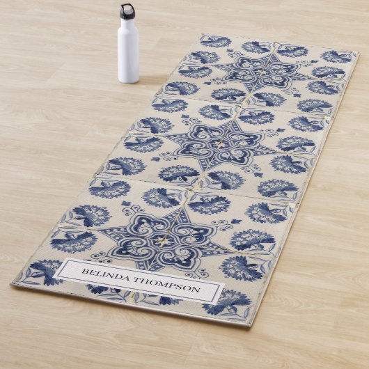 Muster der Vintagen blauen geometrischen Blume Yogamatte (Beispiel)