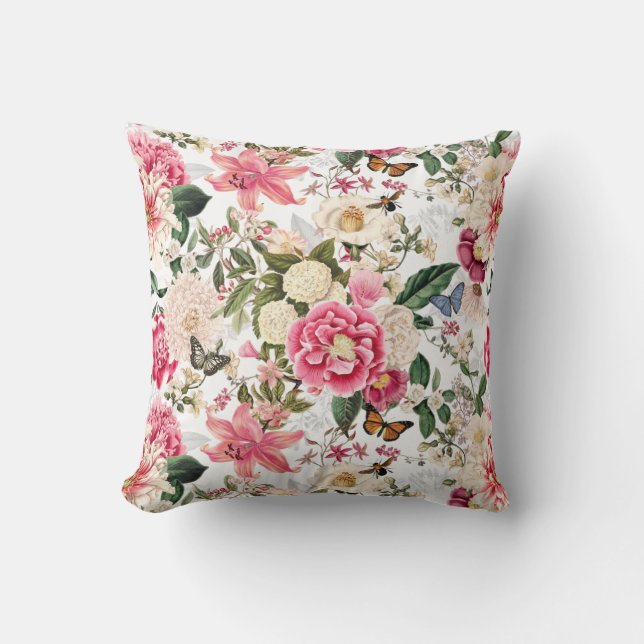 Muster der Vintagen botanischen Blume Kissen (Vorderseite)
