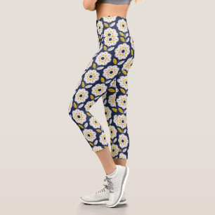 Muster der Vintagen geometrischen Blume Capri Leggings